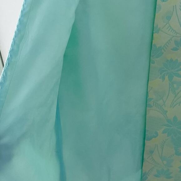 Vintage 70s home sewn retro textured floral imprinted long open vest size M OS - Picture 4 of 8